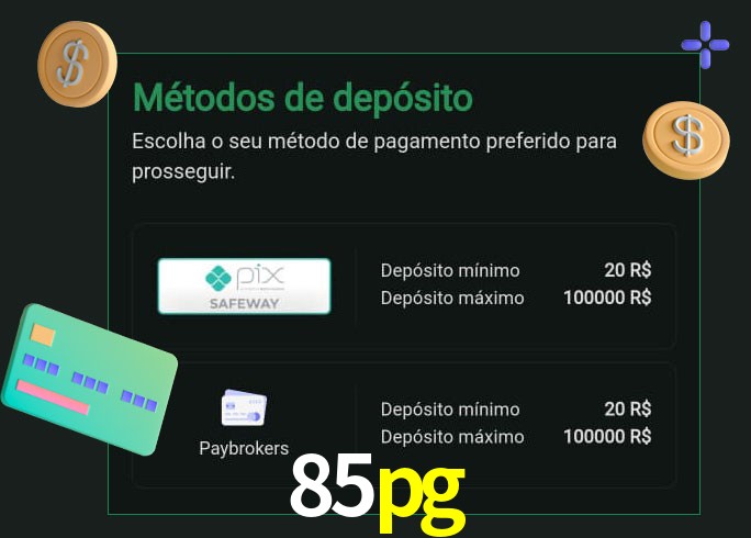 O cassino 85pg oferece uma grande variedade de métodos de pagamento